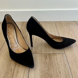 Sam Edelman Black Suede Point Toe Stiletto Pumps
